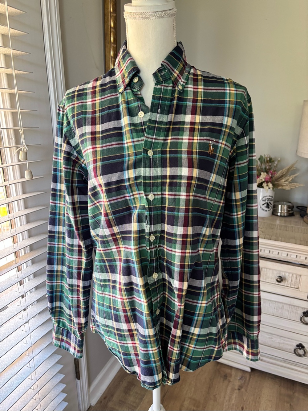Ralph Lauren plaid button down shirt size small EUC